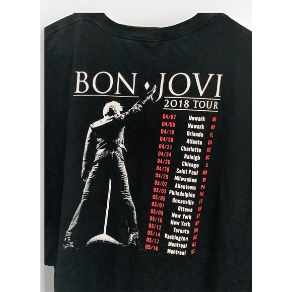 BON JOVI 2018 Tour Black Large T-shirt Double Sided House Gildan Softstyle - Picture 6 of 6